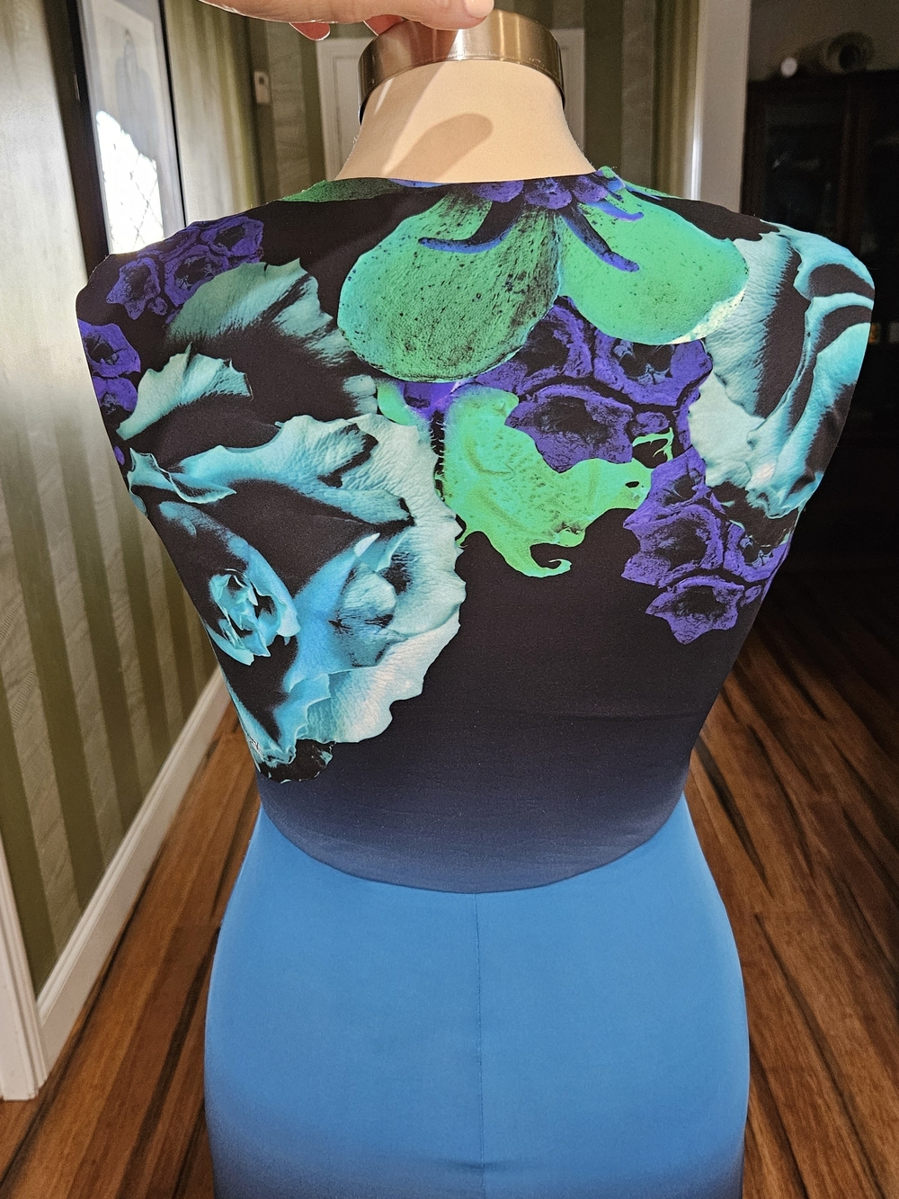 Roberto Cavalli Blue Green Ombre Floral Maxi Dress Size 42/6 - Picture 5 of 8